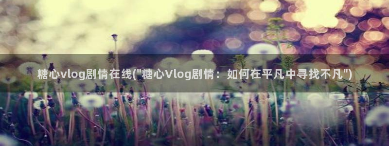 糖心vlog违法不：糖心vlog剧情在线